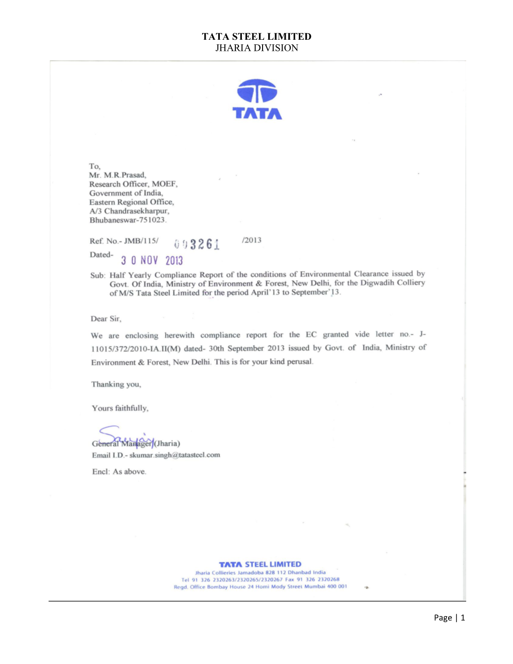 Tata Steel Limited Jharia Division