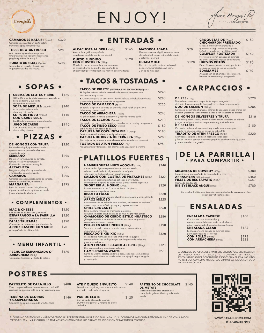 Entradas • • Sopas • • • • Pizzas • Tacos