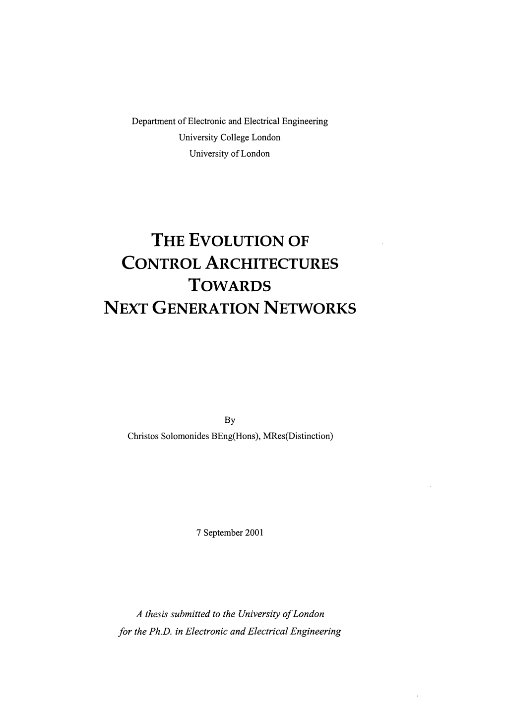 The Evolution of Control Architectures Towards Next Generation