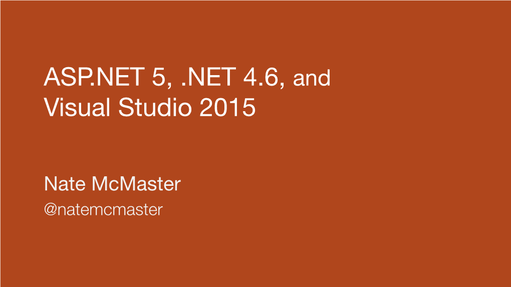 ASP.NET 5, .NET 4.6, and Visual Studio 2015