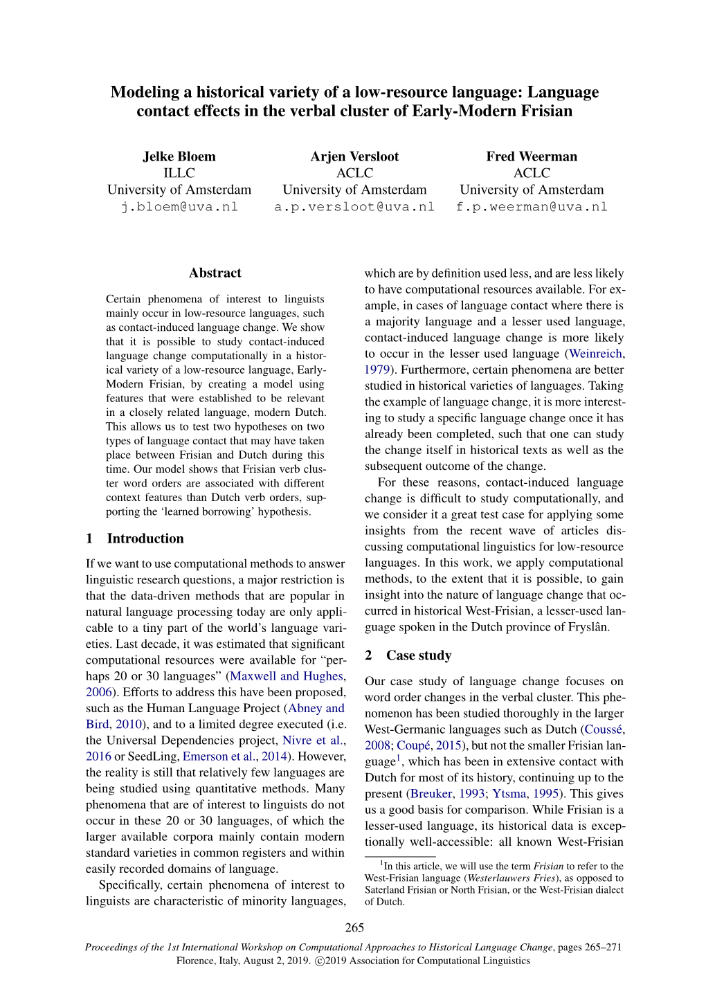 Modeling a Historical Variety of a Low-Resource Language: Language Contact Effects in the Verbal Cluster of Early-Modern Frisian