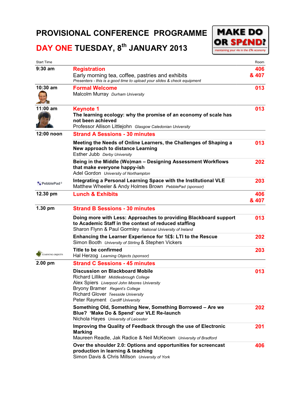 Provisional Conference Programme