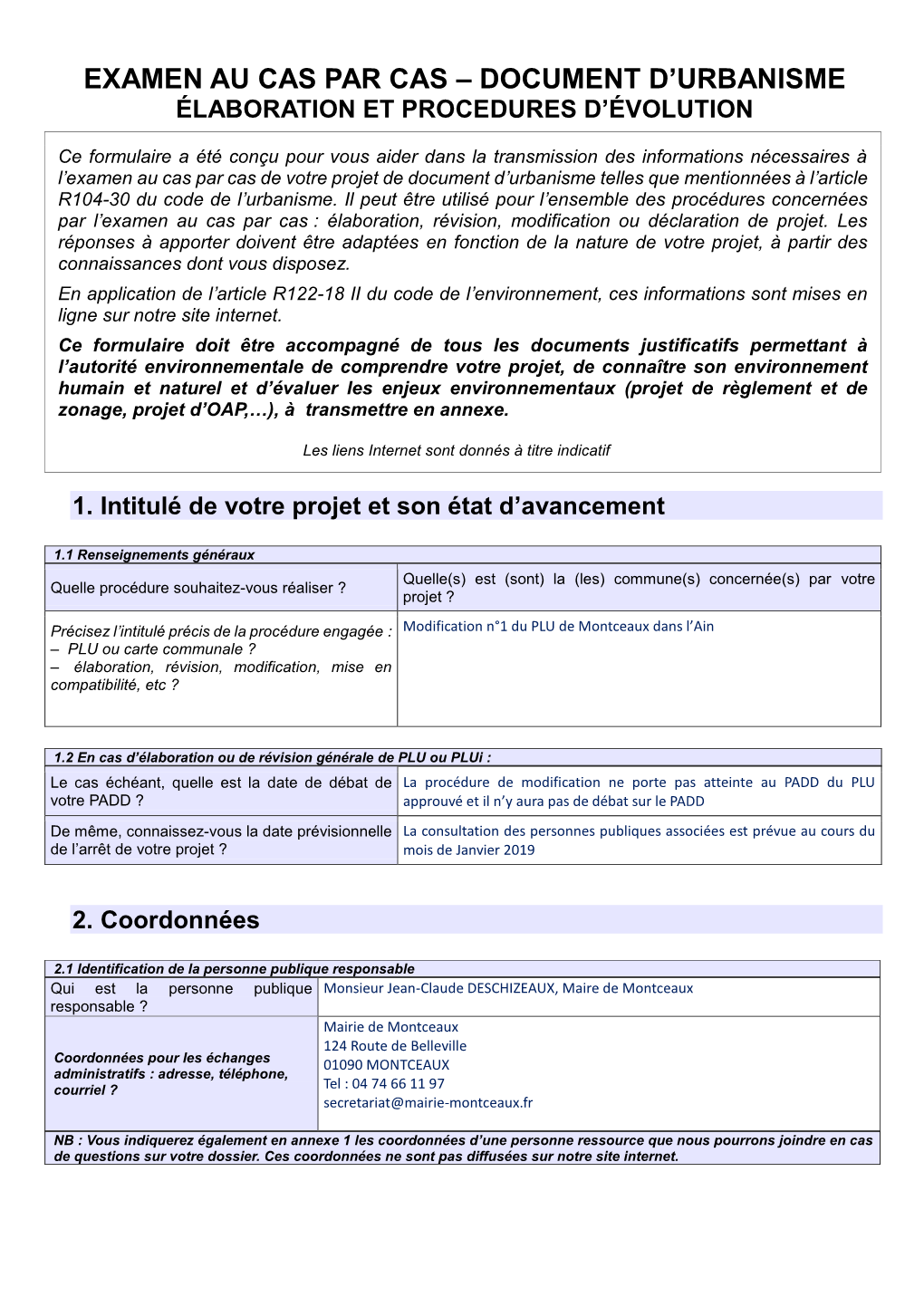 Examen Au Cas Par Cas – Document D'urbanisme