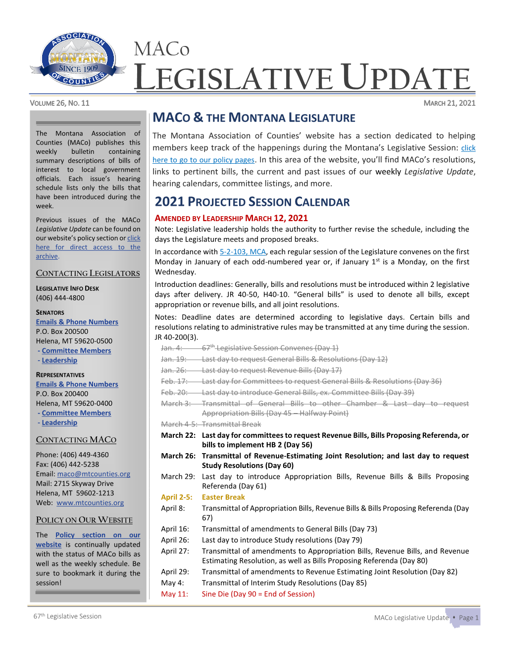 Legislative Update Volume 26, No