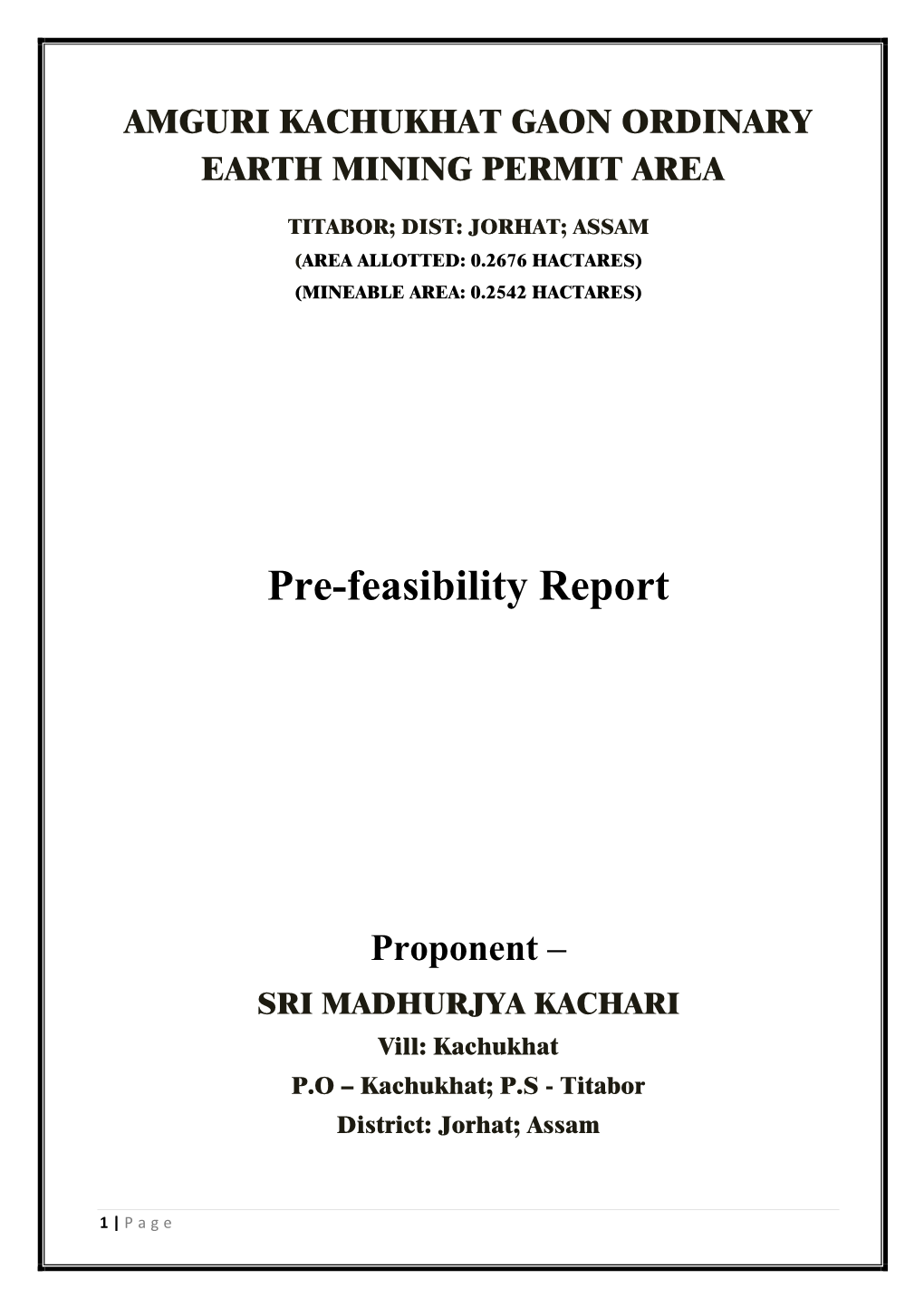 Prefeseabilty Report
