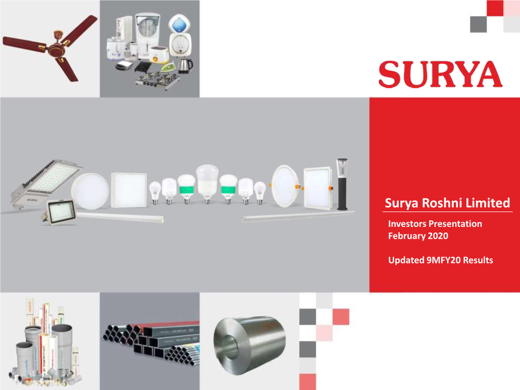 Surya Roshni Limited Investors Presentation February 2020