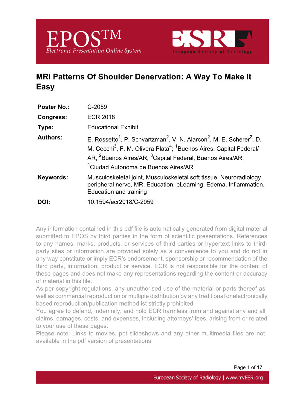 MRI Patterns of Shoulder Denervation: a Way to Make It Easy