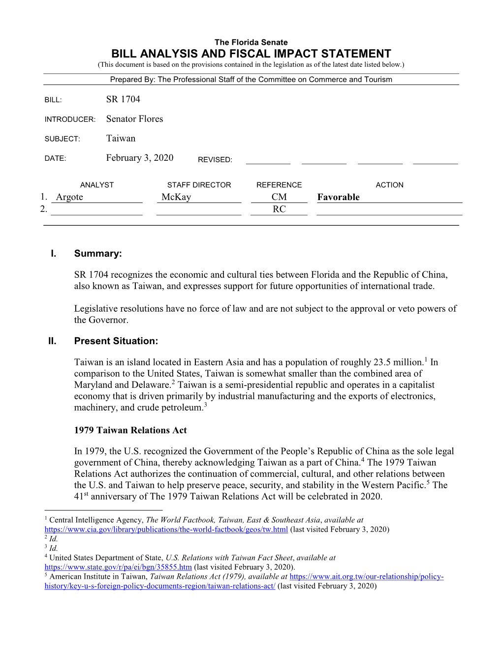 Bill Analysis and Fiscal Impact Statement