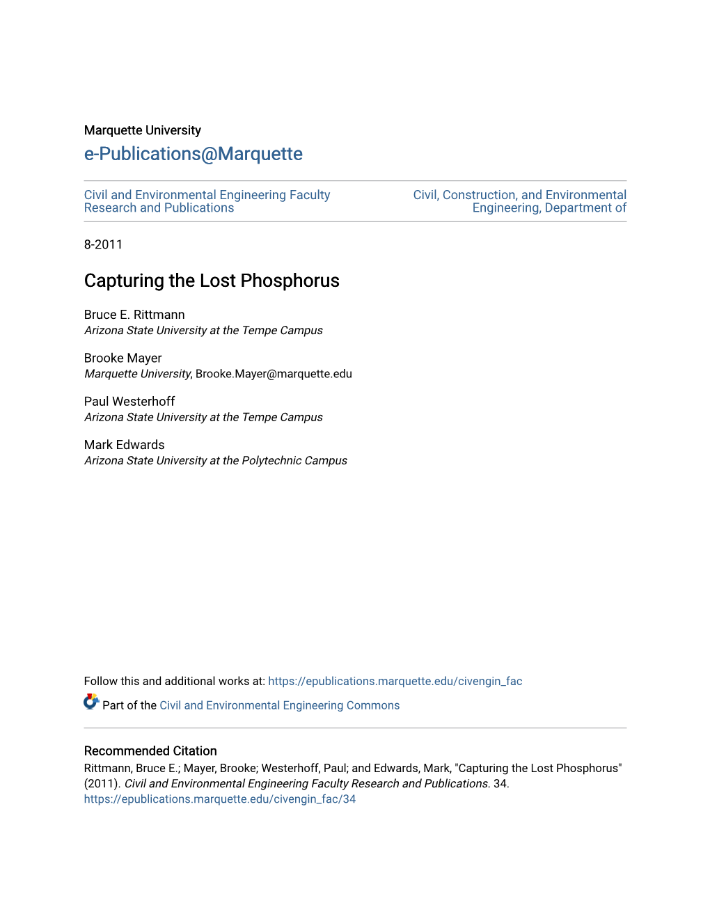 Capturing the Lost Phosphorus