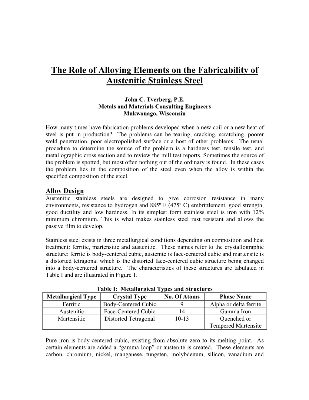 The Role of Alloying Elements on the Fabricability of Austenitic Stainless Steel