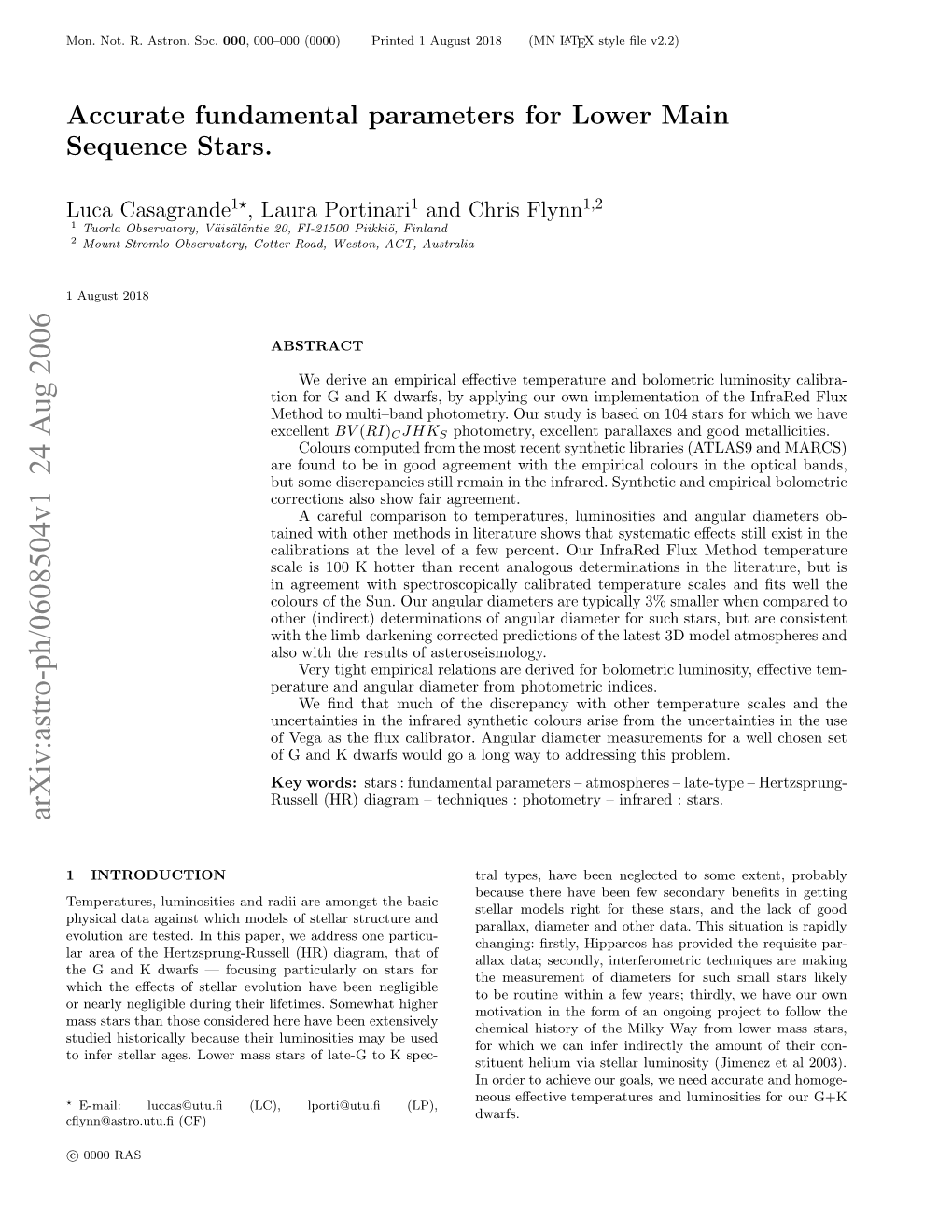 Accurate Fundamental Parameters for Lower Main Sequence Stars 3