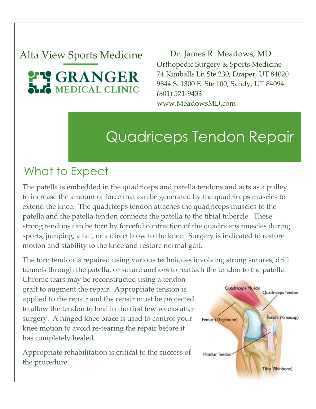 Quadriceps Tendon Repair