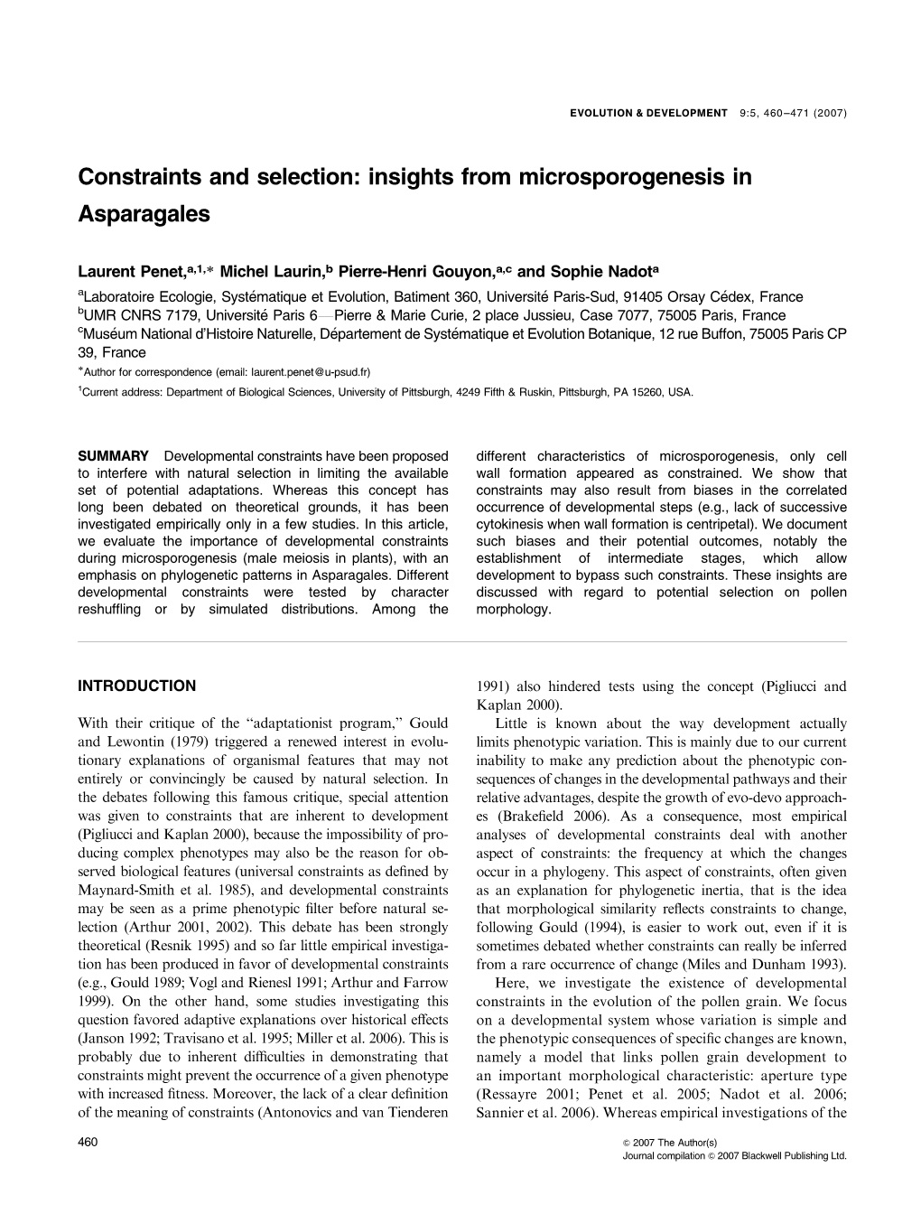 Insights from Microsporogenesis in Asparagales