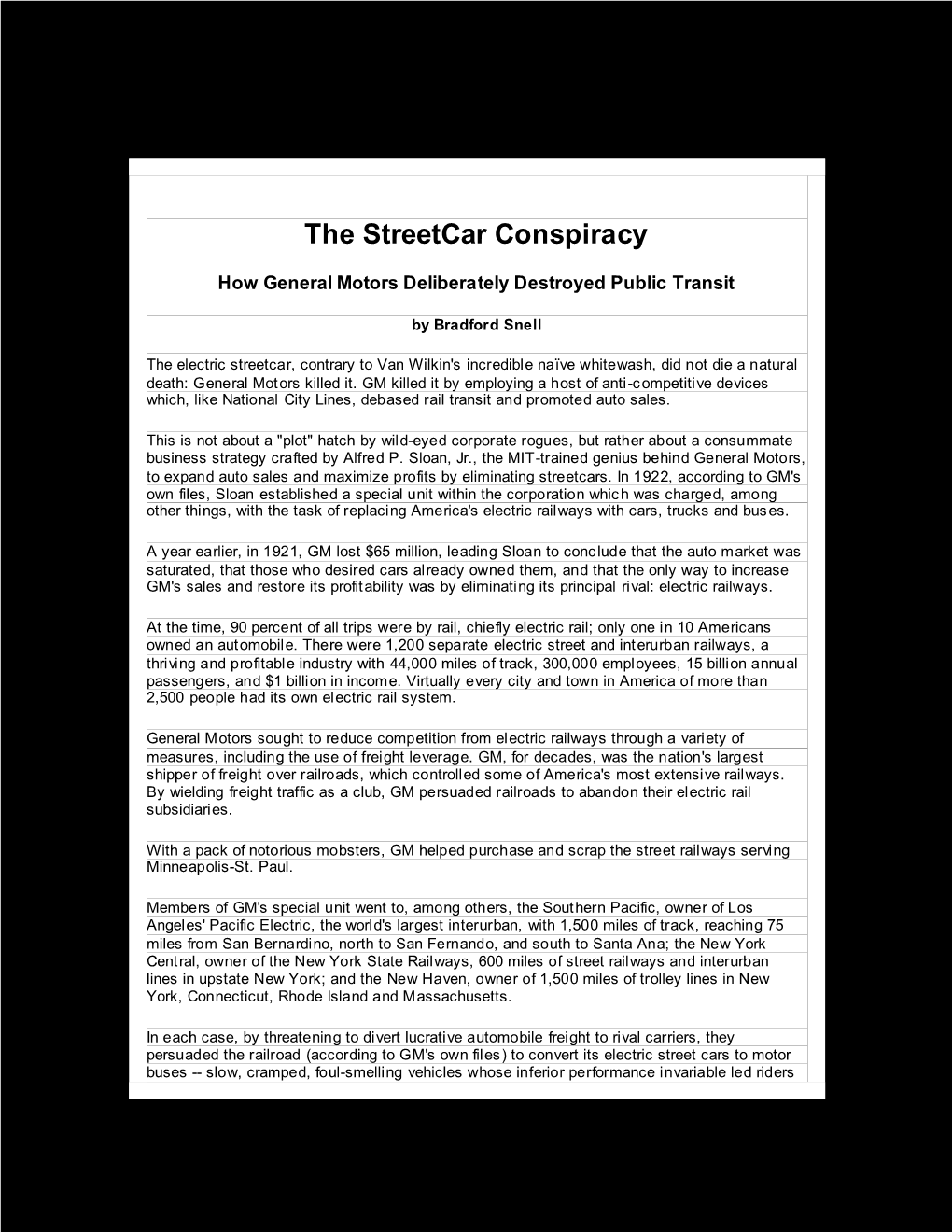 The Streetcar Conspiracy