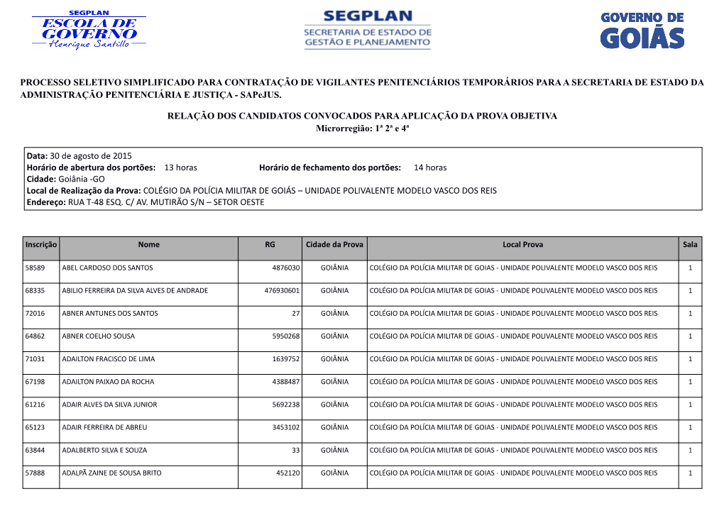 Processo Seletivo Simplificado Para Contratação De Vigilantes