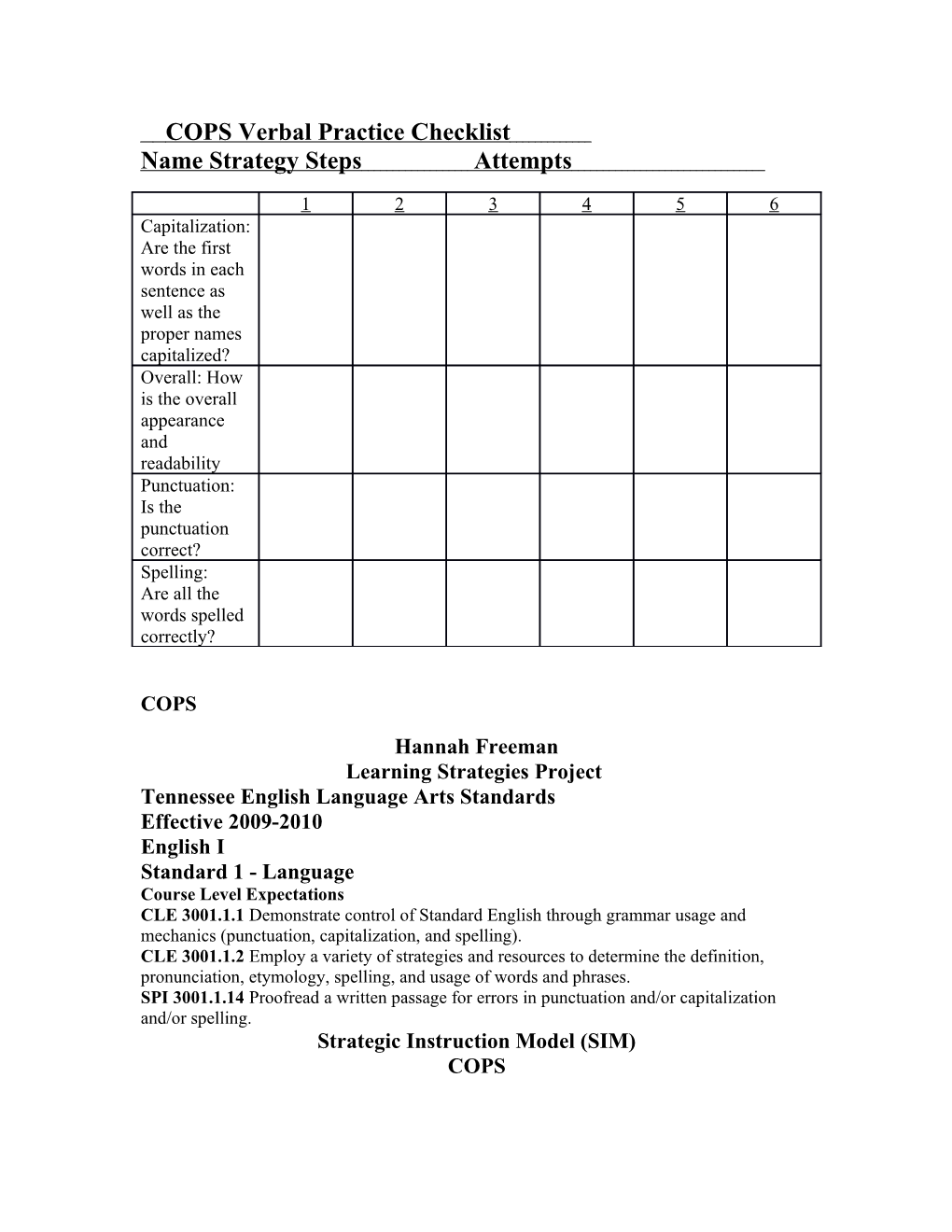 COPS Verbal Practice Checklist