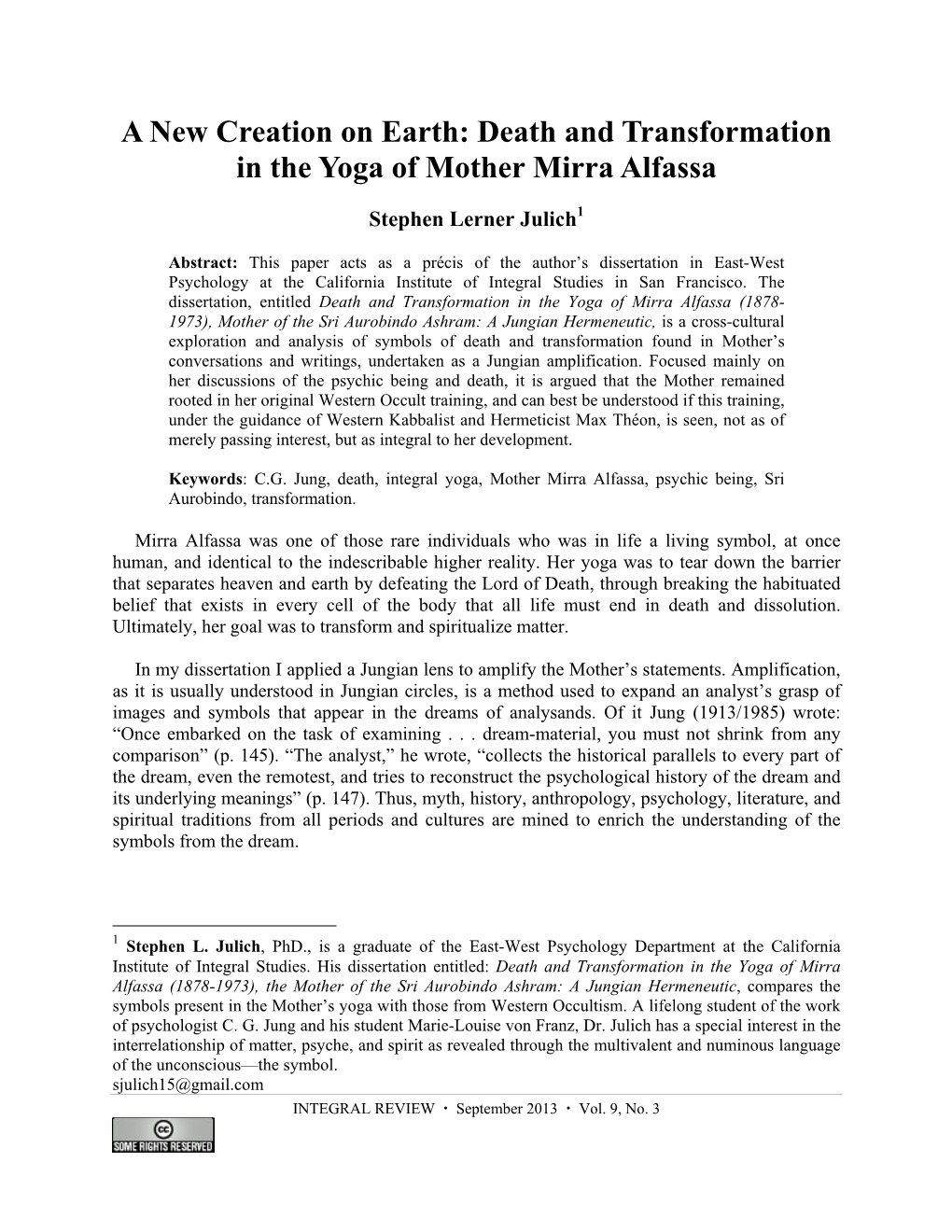 A New Creation on Earth: Death and Transformation in the Yoga of Mother Mirra Alfassa