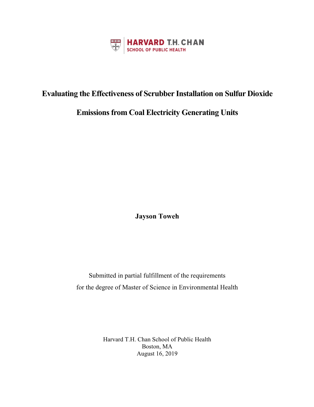 Evaluating the Effectiveness of Scrubber Installation on Sulfur Dioxide Emissions from Coal Electricity Generating Units