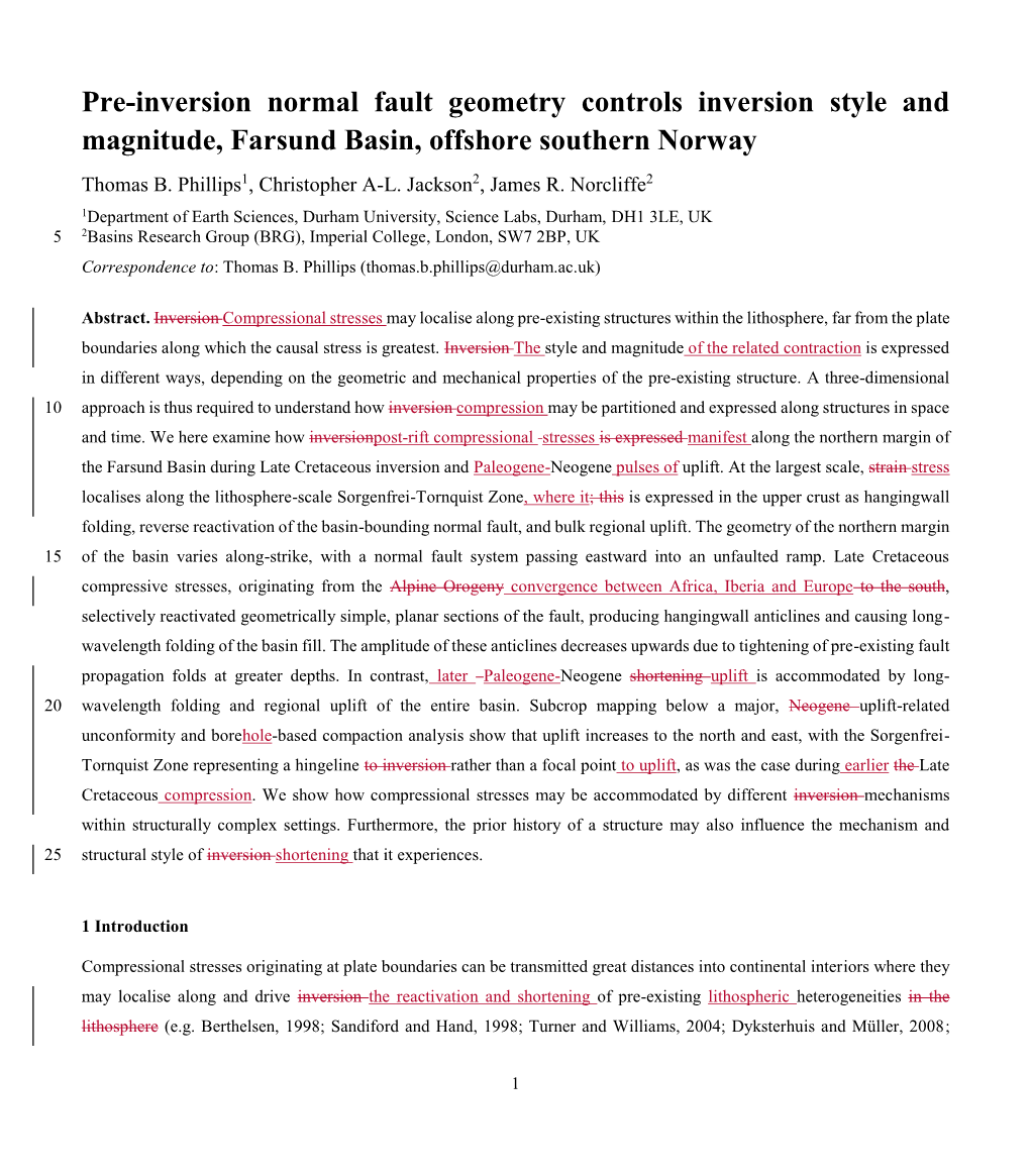 Pre-Inversion Normal Fault Geometry Controls Inversion Style and Magnitude, Farsund Basin, Offshore Southern Norway Thomas B