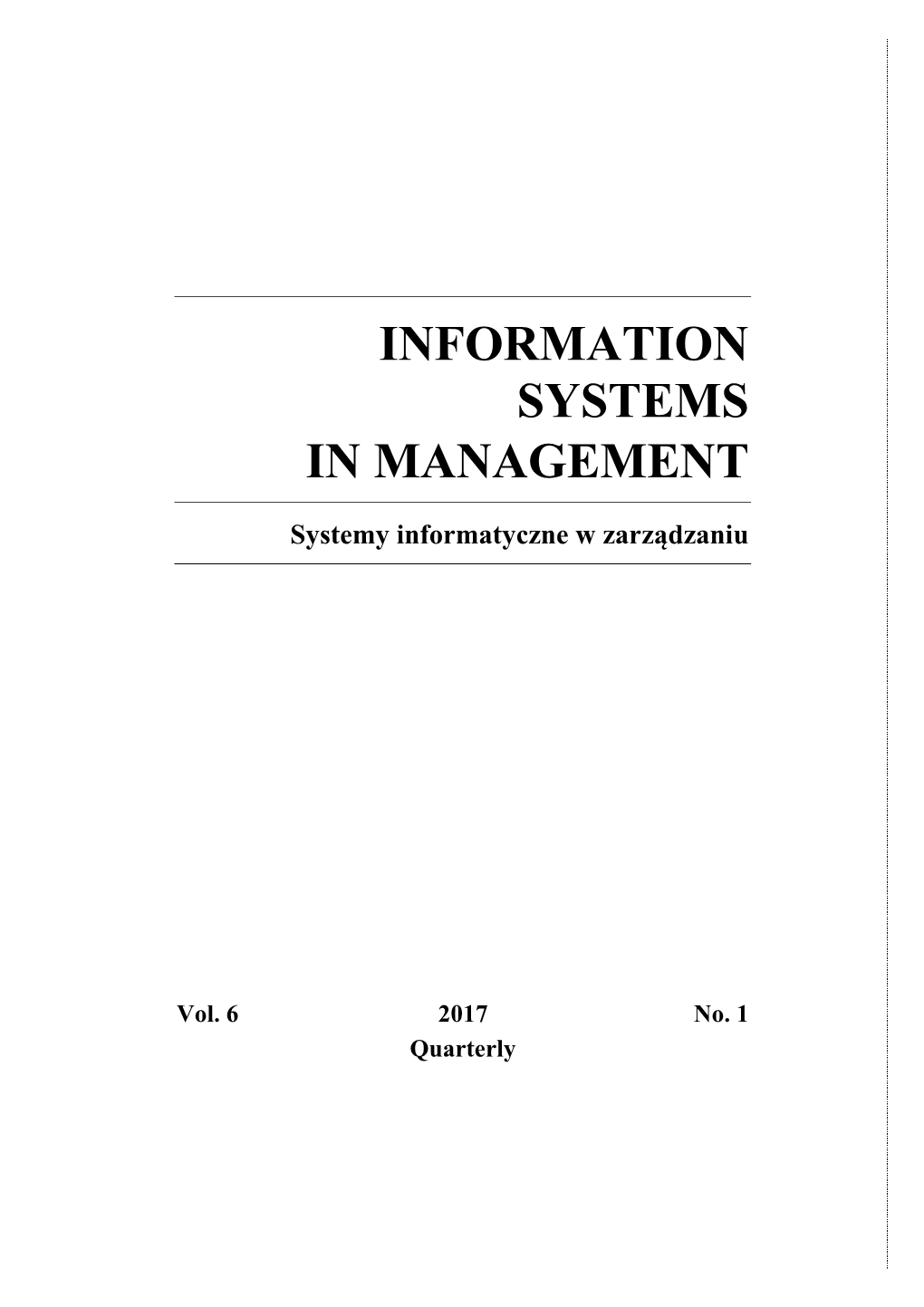 Information Systems in Management