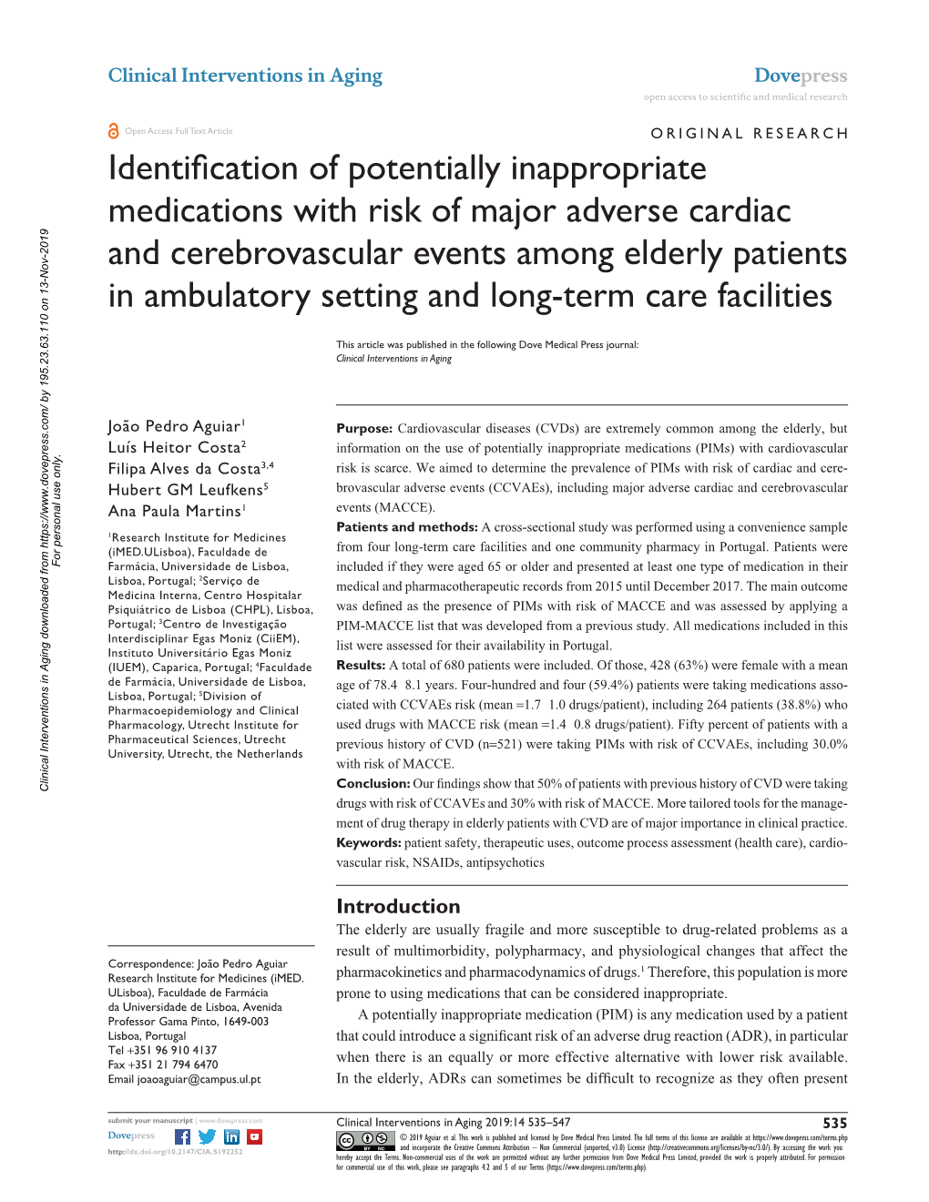 Identification of Potentially Inappropriate Medications with Risk