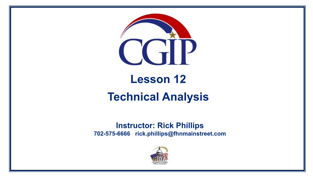 Lesson 12 Technical Analysis