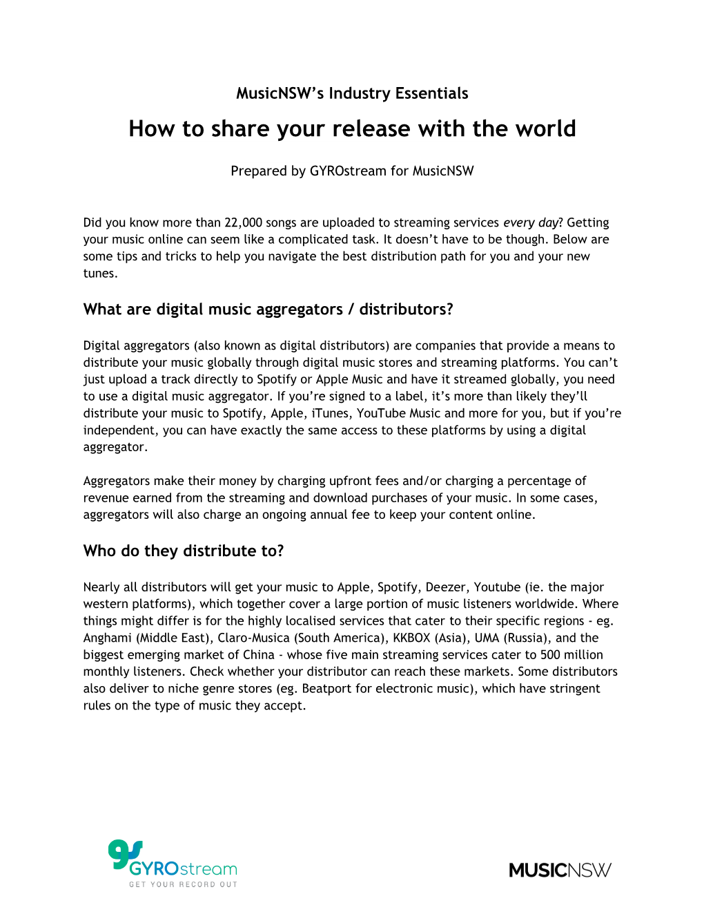 How to Share Your Release with the World