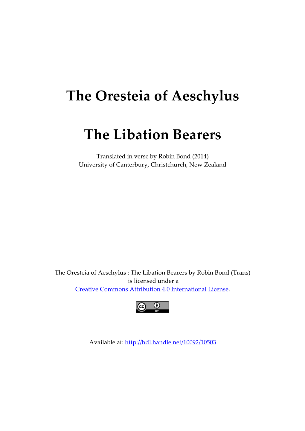 The Oresteia of Aeschylus