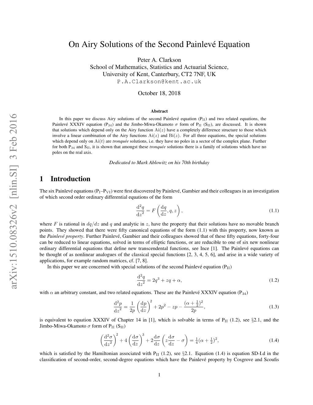 On Airy Solutions of the Second Painlevé Equation