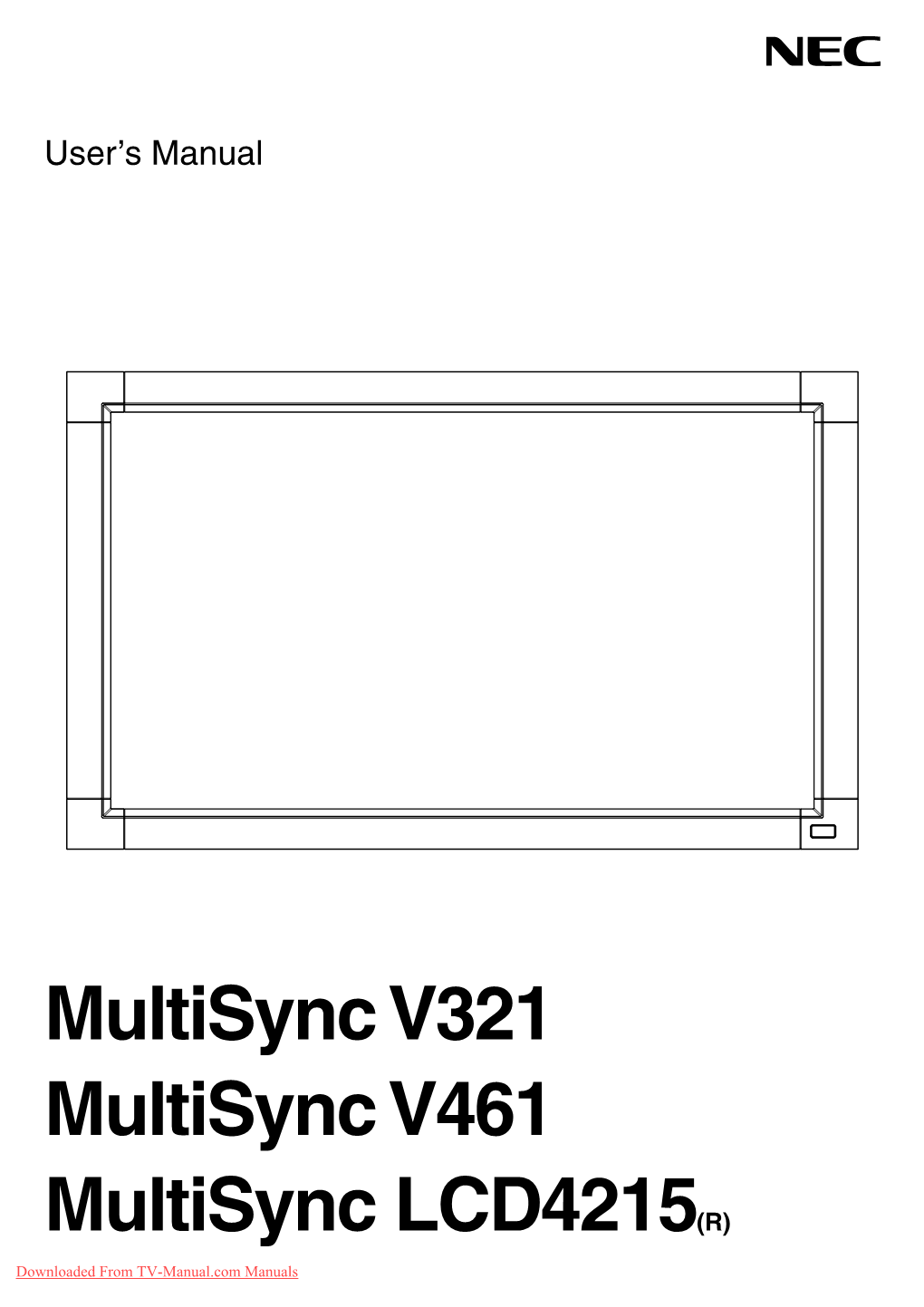 NEC Multisync V321 Tv User Guide Manual Operating Instructions
