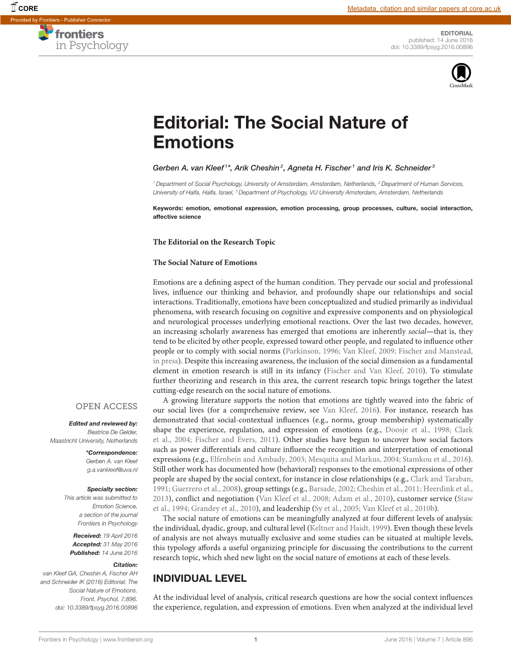 The Social Nature of Emotions