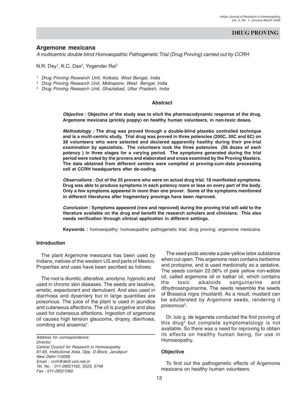 DRUG PROVING Argemone Mexicana