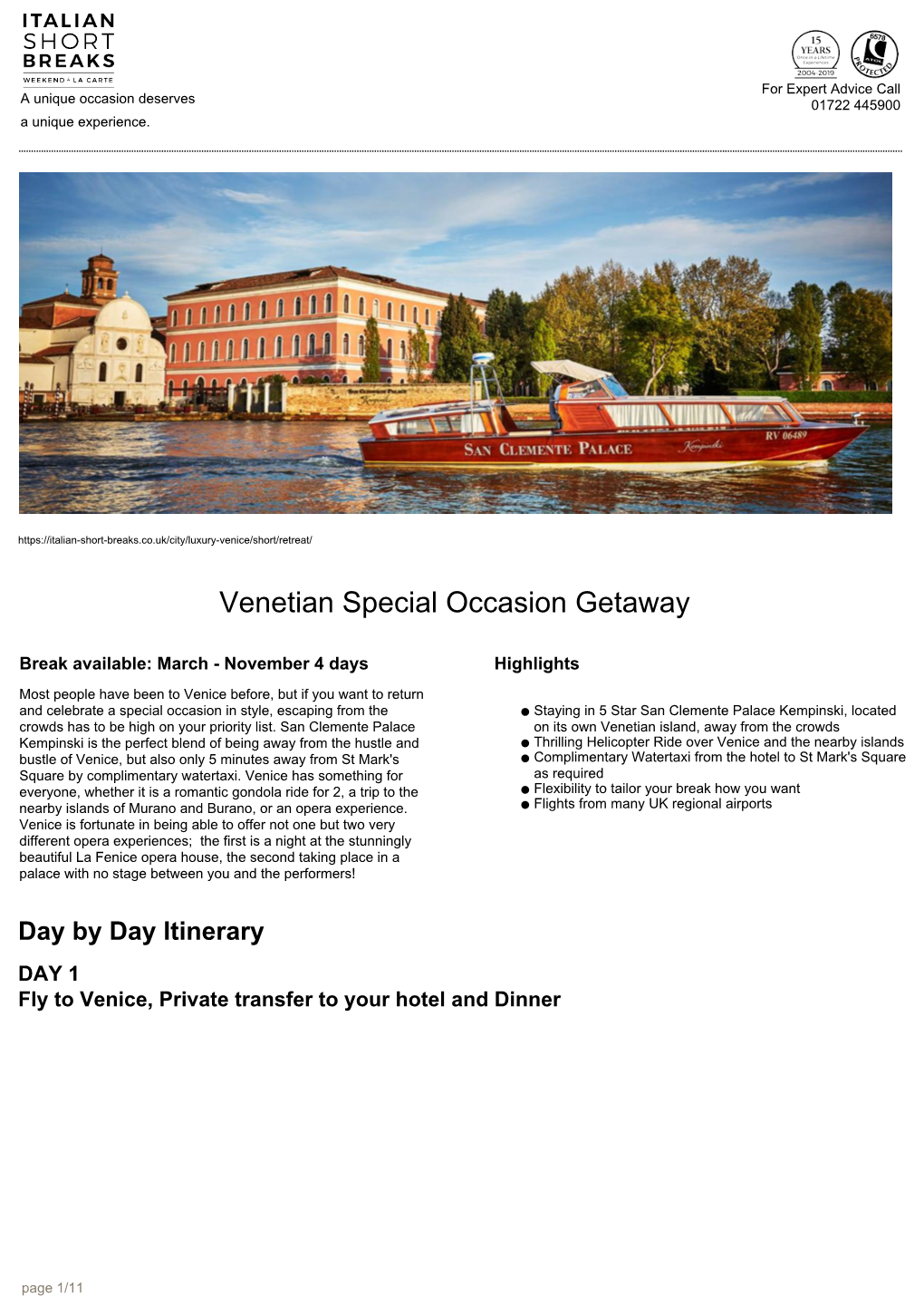 Venetian Special Occasion Getaway