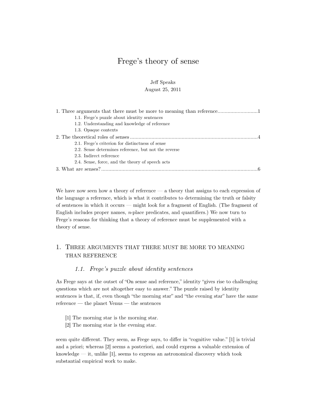 Frege's Theory of Sense