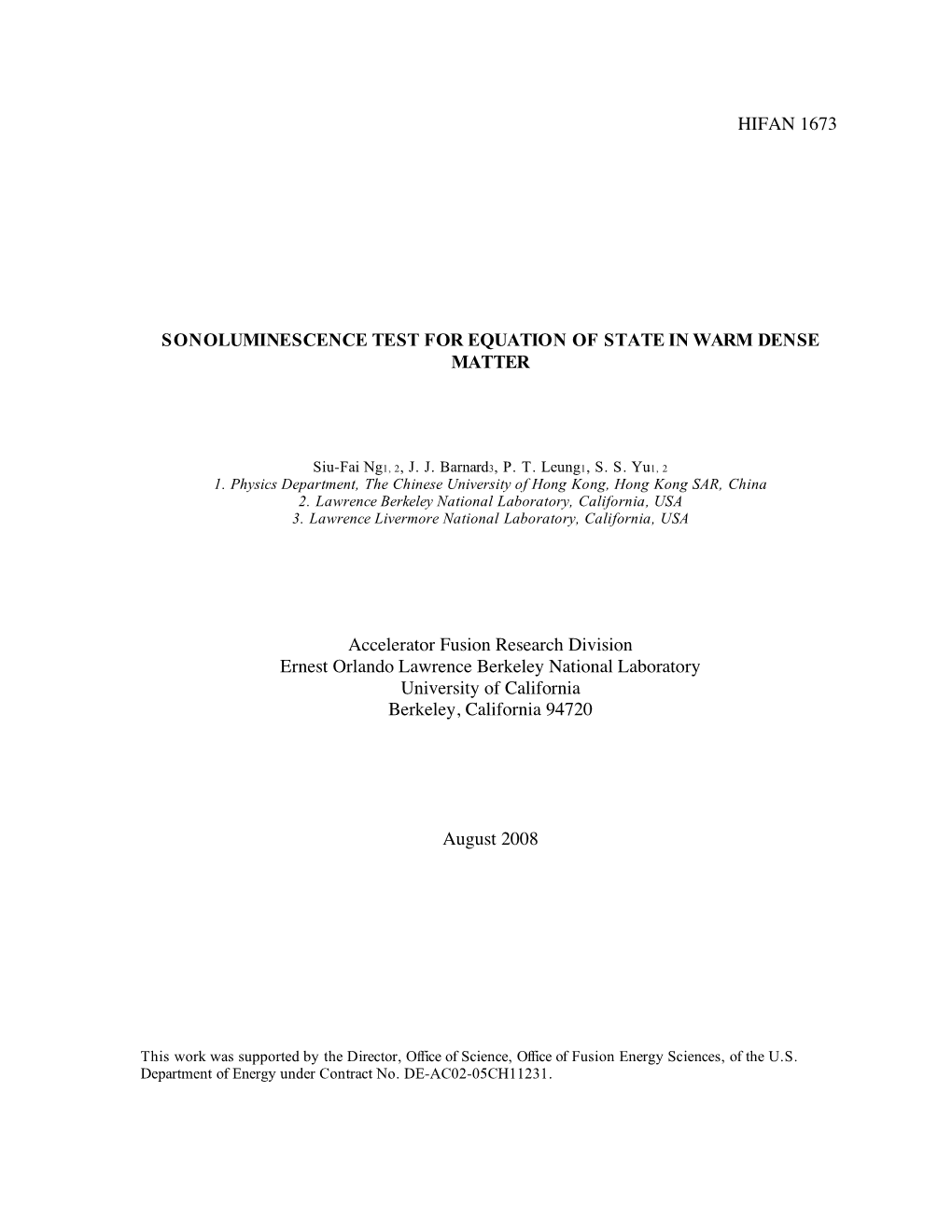 Sonoluminescence Test for Equation of State in Warm Dense Matter