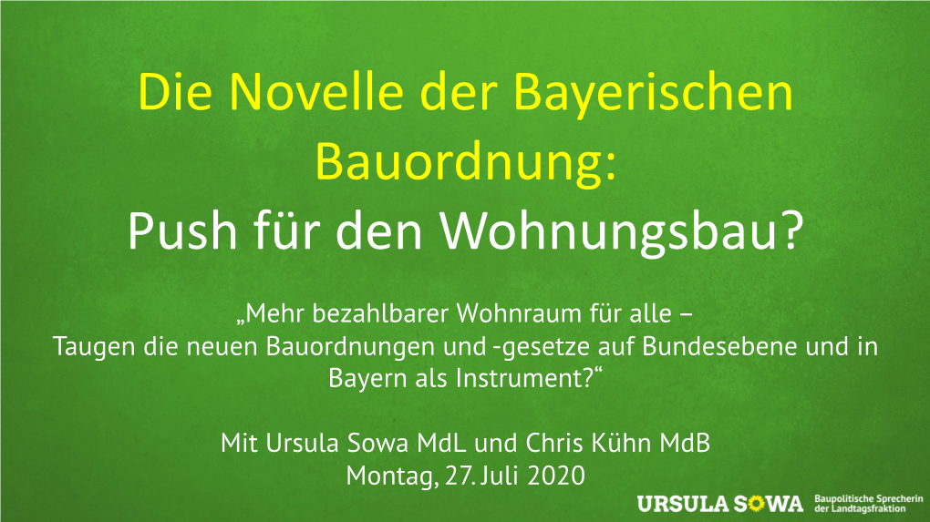 Die Novelle Der Bayerischen Bauordnung: Push Für Den Wohnungsbau?