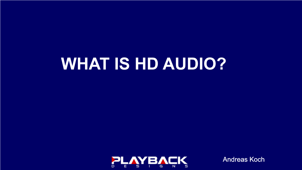 What Is Hd Audio?