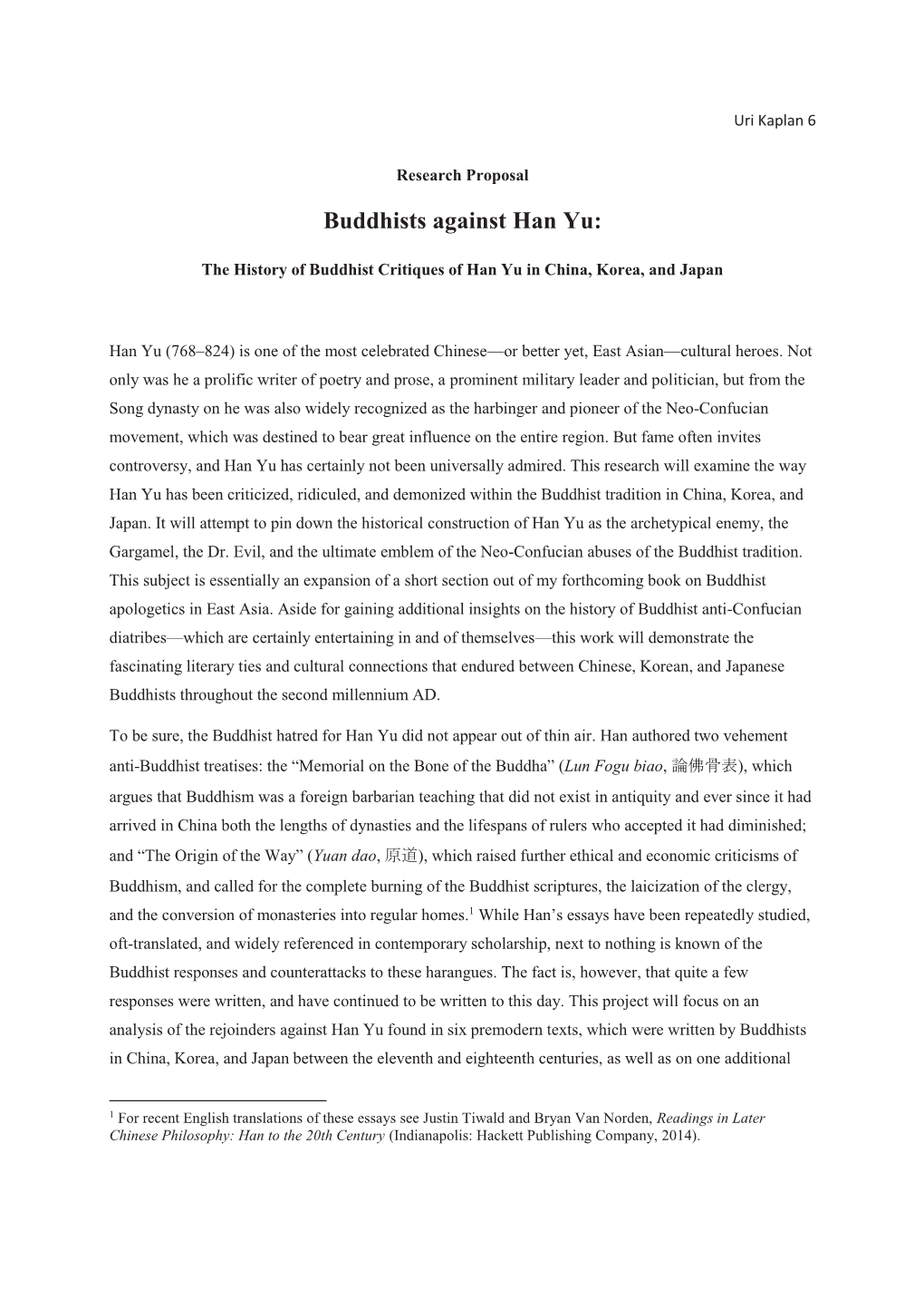Buddhists Against Han Yu