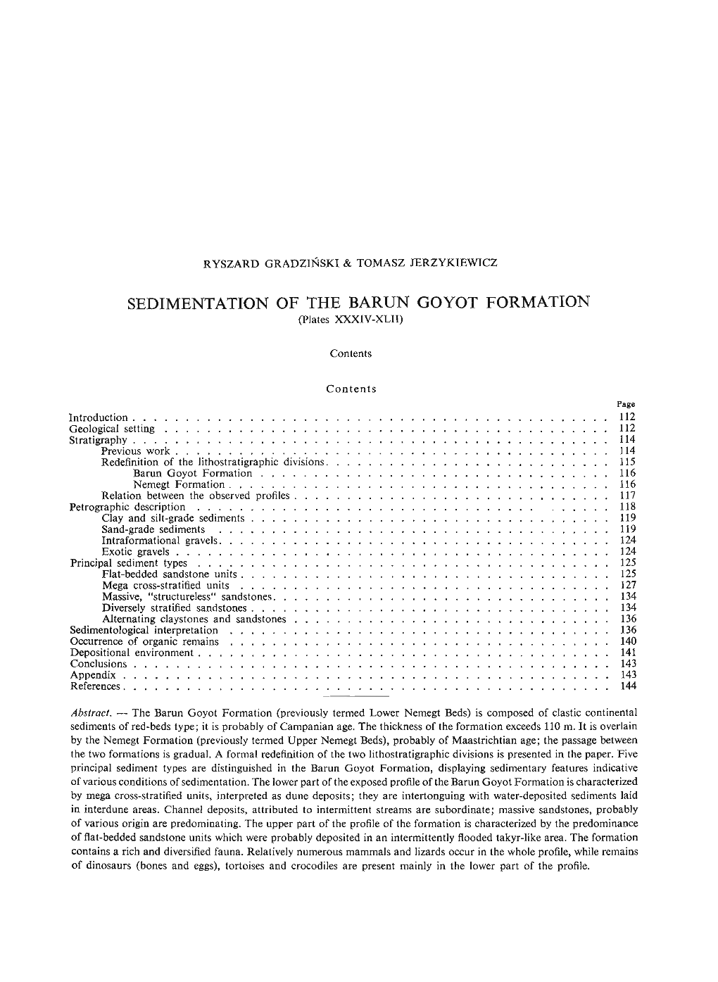 SEDIMENTATION of the BARUN GOYOT FORMATION (Plates XXXIV-XLII )