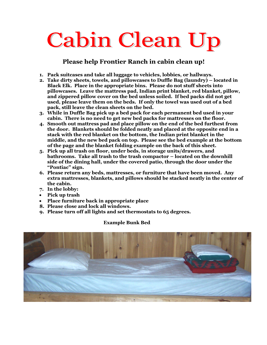 Cabin Clean-Up