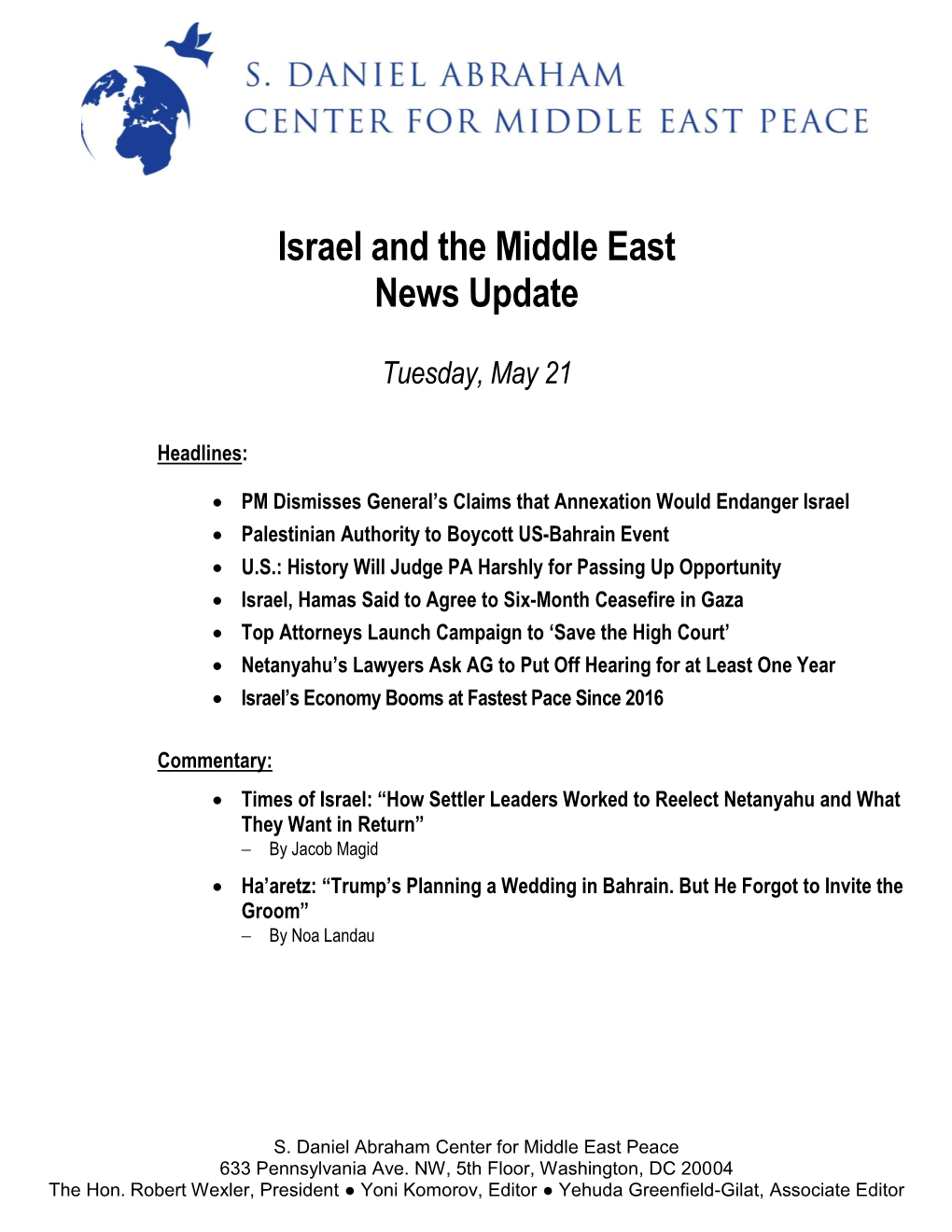 Israel and the Middle East News Update