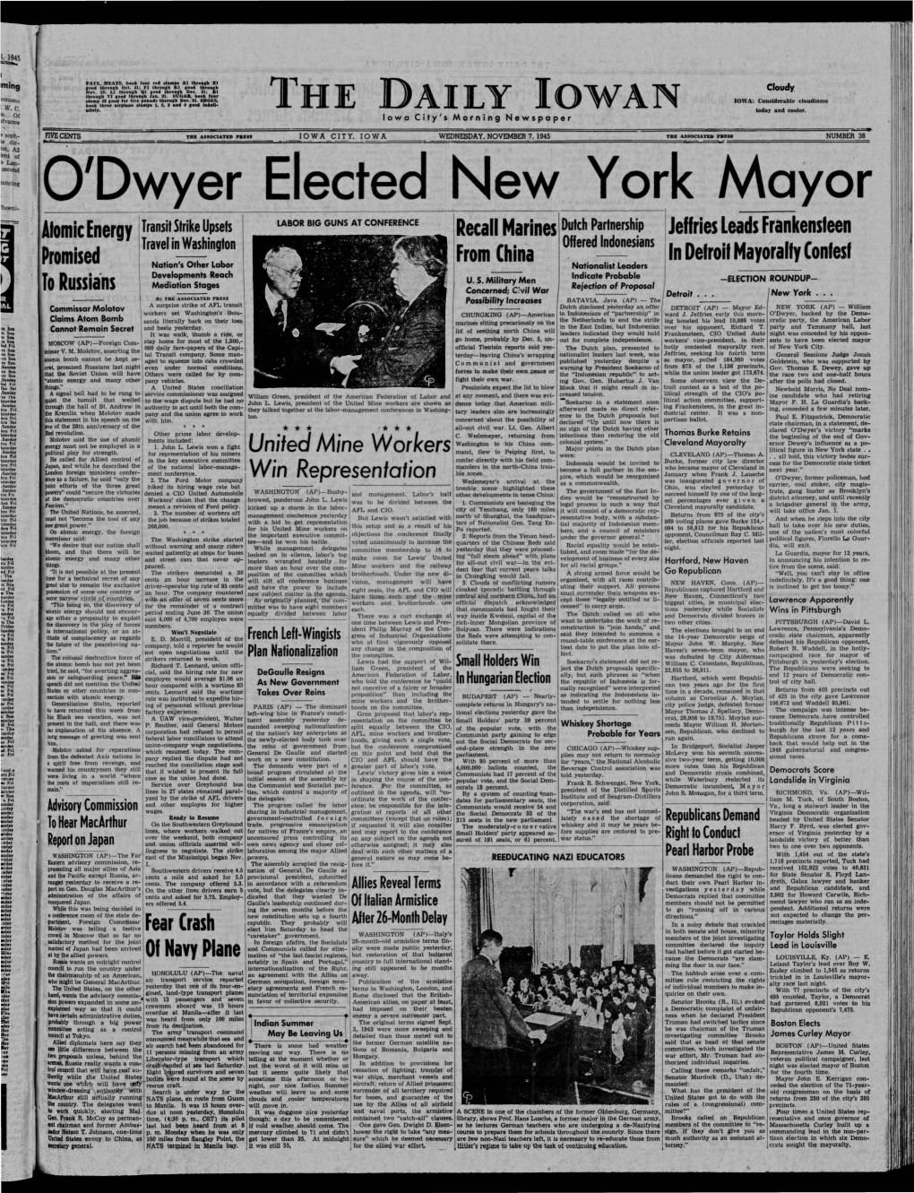 Daily Iowan (Iowa City, Iowa), 1945-11-07