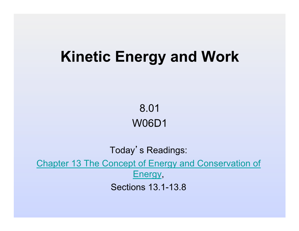 Kinetic Energy and Work