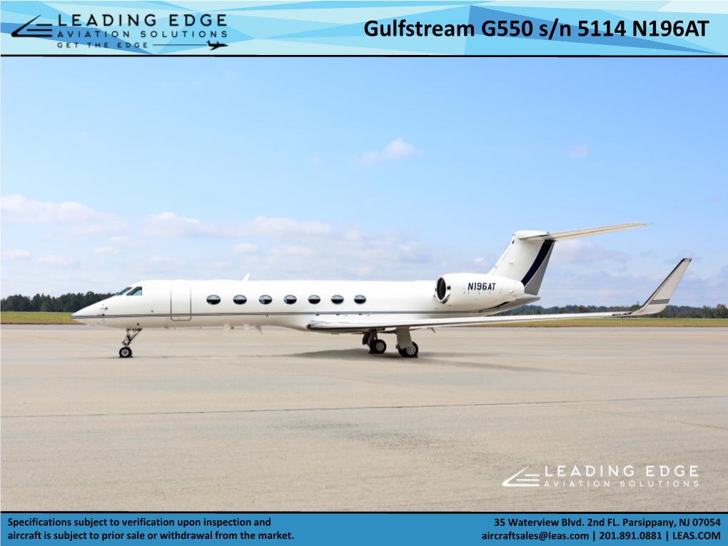 Gulfstream G550 S/N 5114 N196AT