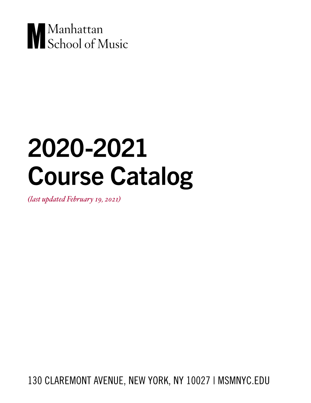 2020-2021 Course Catalog