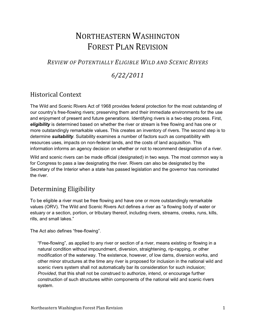 Northeastern Washington Forest Plan Revision