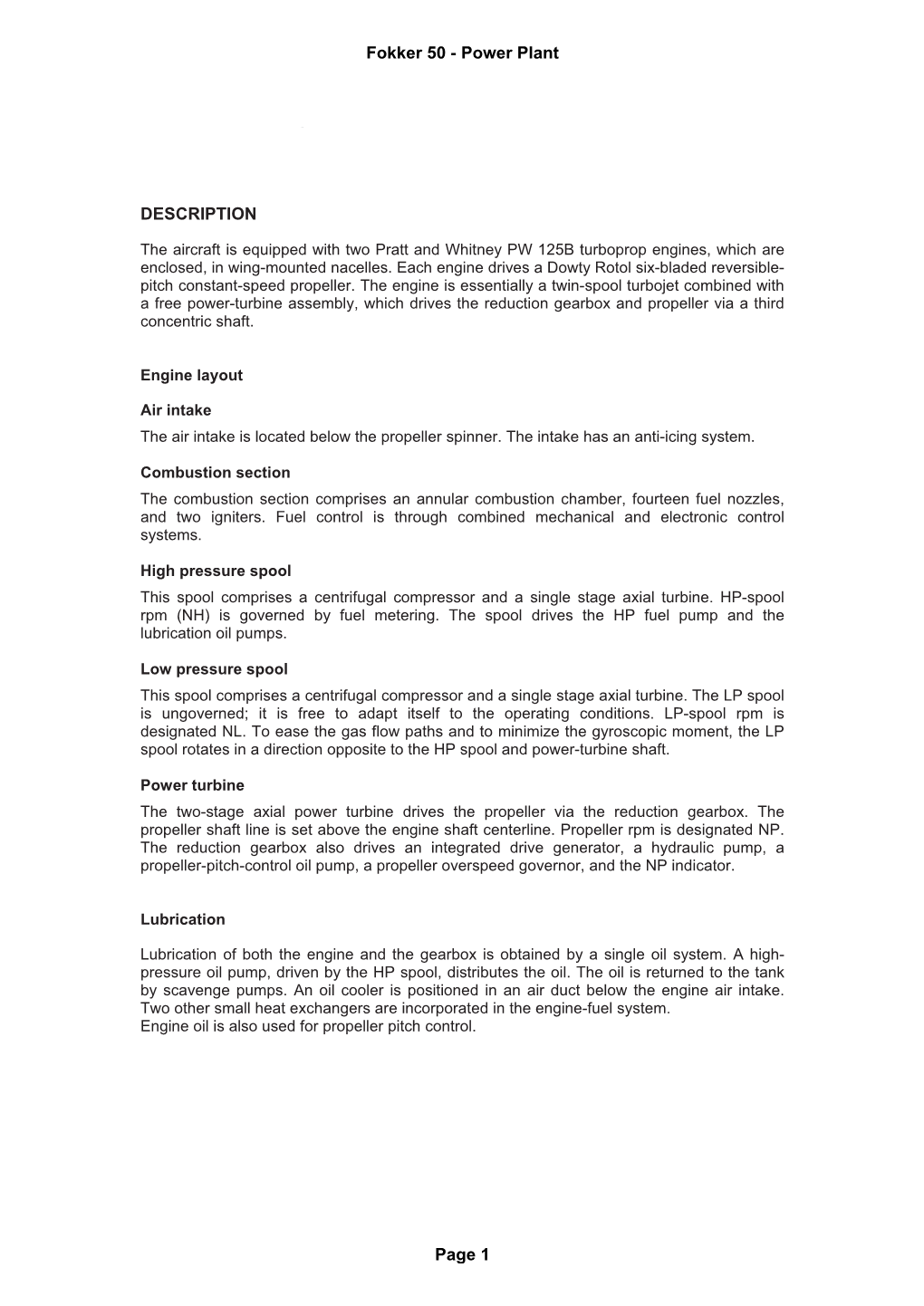 DESCRIPTION Fokker 50