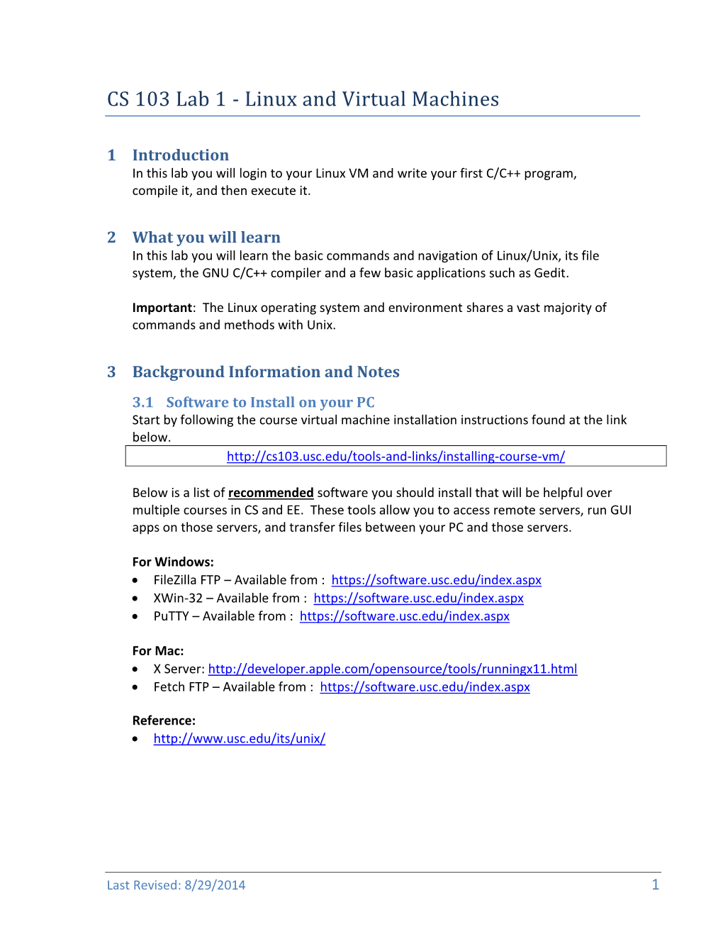 CS 103 Lab 1 - Linux and Virtual Machines