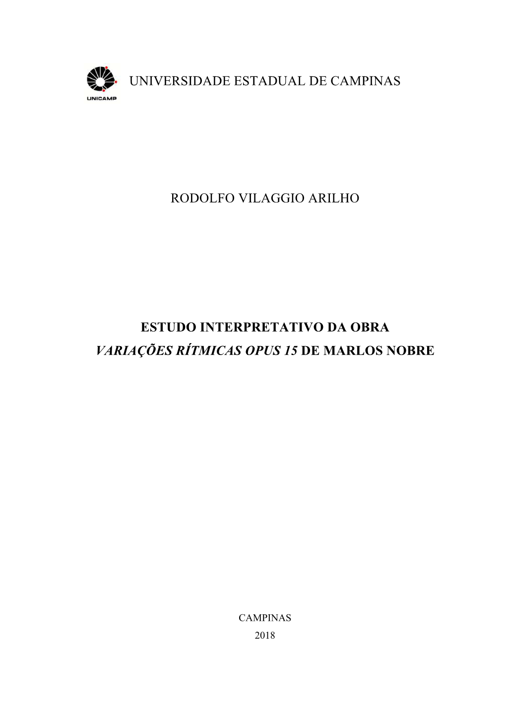 Universidade Estadual De Campinas Rodolfo Vilaggio