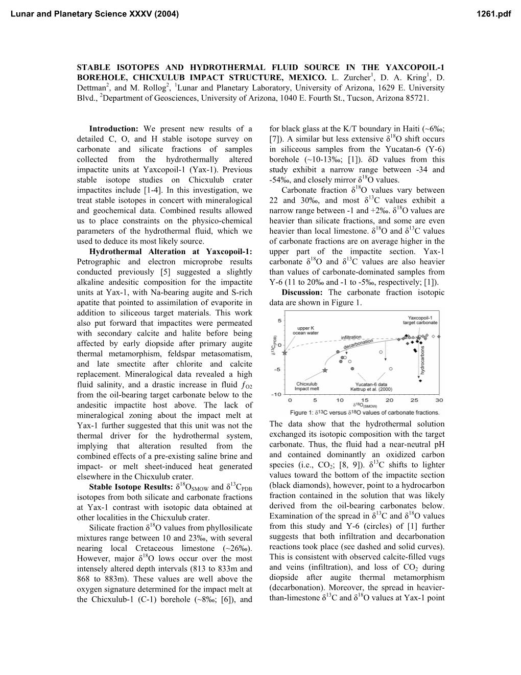 Stable Isotopes and Hydrothermal Fluid Source in the Yaxcopoil-1 Borehole, Chicxulub Impact Structure, Mexico